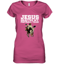 Load image into Gallery viewer, Jesus Drafted My Football Team Fantasy Football Women's V-Neck T-Shirt
