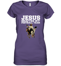 Load image into Gallery viewer, Jesus Drafted My Football Team Fantasy Football Women's V-Neck T-Shirt
