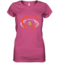 Load image into Gallery viewer, NFL Minnesota Vikings Heart Love Football Women's V-Neck T-Shirt
