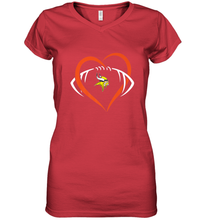 Load image into Gallery viewer, NFL Minnesota Vikings Heart Love Football Women's V-Neck T-Shirt
