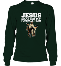 Load image into Gallery viewer, Jesus Drafted My Football Team Fantasy Football Long Sleeve T-Shirt
