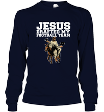 Load image into Gallery viewer, Jesus Drafted My Football Team Fantasy Football Long Sleeve T-Shirt
