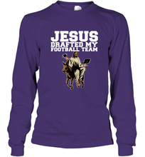 Load image into Gallery viewer, Jesus Drafted My Football Team Fantasy Football Long Sleeve T-Shirt
