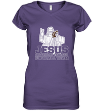 Load image into Gallery viewer, Jesus Drafted My Football Team Fantasy Football Draft Day Women's V-Neck T-Shirt
