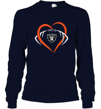Load image into Gallery viewer, NFL Oakland Raiderss Heart Love Football Long Sleeve T-Shirt

