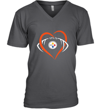 Load image into Gallery viewer, NFL Pittsburgh Steelers Heart Love Football Men's V-Neck

