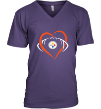Load image into Gallery viewer, NFL Pittsburgh Steelers Heart Love Football Men's V-Neck
