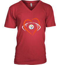 Load image into Gallery viewer, NFL Pittsburgh Steelers Heart Love Football Men's V-Neck
