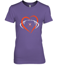 Load image into Gallery viewer, Virginia Cavaliers Large Heart  Football  Team Women's Premium T-Shirt
