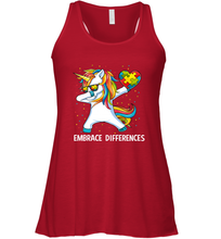 Load image into Gallery viewer, Autism Awareness Embrace Differences Dabbing Unicorn Women's Racerback Tank
