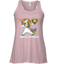 Load image into Gallery viewer, Autism Awareness Embrace Differences Dabbing Unicorn Women's Racerback Tank
