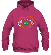 Load image into Gallery viewer, NFL New York Jets Heart Love Football Hooded Sweatshirt
