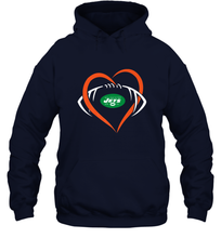 Load image into Gallery viewer, NFL New York Jets Heart Love Football Hooded Sweatshirt

