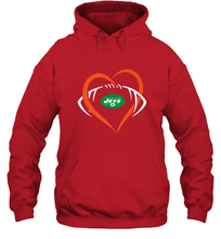 Load image into Gallery viewer, NFL New York Jets Heart Love Football Hooded Sweatshirt
