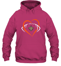 Load image into Gallery viewer, NFL New Orleans Saints Heart Love Football Hooded Sweatshirt
