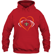 Load image into Gallery viewer, NFL New Orleans Saints Heart Love Football Hooded Sweatshirt
