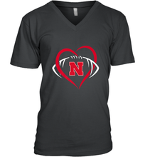 Load image into Gallery viewer, Nebraska Cornhuskers Large Heart  Football  Team Premium Men's V-Neck
