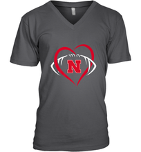 Load image into Gallery viewer, Nebraska Cornhuskers Large Heart  Football  Team Premium Men's V-Neck
