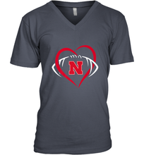 Load image into Gallery viewer, Nebraska Cornhuskers Large Heart  Football  Team Premium Men's V-Neck
