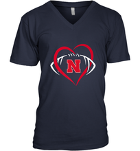 Load image into Gallery viewer, Nebraska Cornhuskers Large Heart  Football  Team Premium Men's V-Neck
