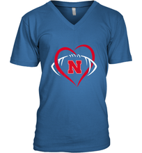 Load image into Gallery viewer, Nebraska Cornhuskers Large Heart  Football  Team Premium Men's V-Neck
