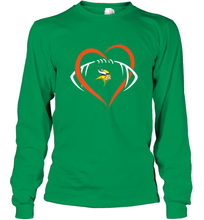 Load image into Gallery viewer, NFL Minnesota Vikings Heart Love Football Long Sleeve T-Shirt
