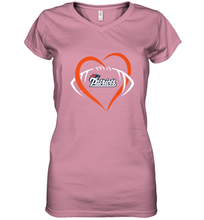 Load image into Gallery viewer, NFL New England Patriots Heart Love Football Women's V-Neck T-Shirt
