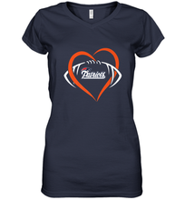 Load image into Gallery viewer, NFL New England Patriots Heart Love Football Women's V-Neck T-Shirt
