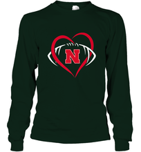 Load image into Gallery viewer, Nebraska Cornhuskers Large Heart  Football  Team Premium Long Sleeve T-Shirt
