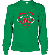 Load image into Gallery viewer, Nebraska Cornhuskers Large Heart  Football  Team Premium Long Sleeve T-Shirt
