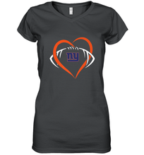 Load image into Gallery viewer, NFL New York Giants Heart Love Football Women's V-Neck T-Shirt
