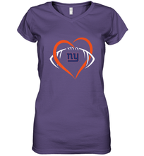 Load image into Gallery viewer, NFL New York Giants Heart Love Football Women's V-Neck T-Shirt
