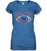 Load image into Gallery viewer, NFL New York Giants Heart Love Football Women's V-Neck T-Shirt

