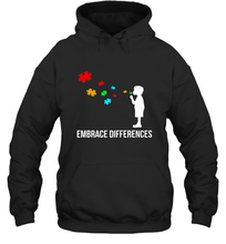 Load image into Gallery viewer, Embrace Differences  Support Autism Awareness Day Tee Hooded Sweatshirt
