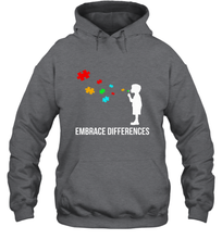 Load image into Gallery viewer, Embrace Differences  Support Autism Awareness Day Tee Hooded Sweatshirt
