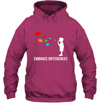 Load image into Gallery viewer, Embrace Differences  Support Autism Awareness Day Tee Hooded Sweatshirt
