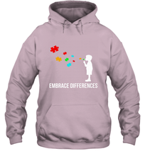 Load image into Gallery viewer, Embrace Differences  Support Autism Awareness Day Tee Hooded Sweatshirt
