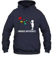 Load image into Gallery viewer, Embrace Differences  Support Autism Awareness Day Tee Hooded Sweatshirt
