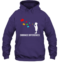 Load image into Gallery viewer, Embrace Differences  Support Autism Awareness Day Tee Hooded Sweatshirt
