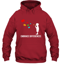 Load image into Gallery viewer, Embrace Differences  Support Autism Awareness Day Tee Hooded Sweatshirt
