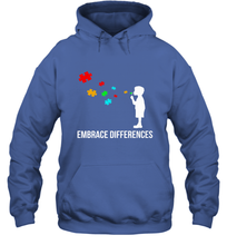 Load image into Gallery viewer, Embrace Differences  Support Autism Awareness Day Tee Hooded Sweatshirt

