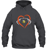 Load image into Gallery viewer, NFL Minnesota Vikings Heart Love Football Hooded Sweatshirt
