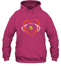 Load image into Gallery viewer, NFL Minnesota Vikings Heart Love Football Hooded Sweatshirt
