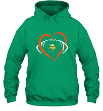 Load image into Gallery viewer, NFL Minnesota Vikings Heart Love Football Hooded Sweatshirt
