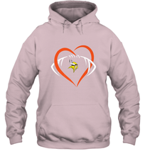 Load image into Gallery viewer, NFL Minnesota Vikings Heart Love Football Hooded Sweatshirt
