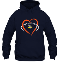 Load image into Gallery viewer, NFL Minnesota Vikings Heart Love Football Hooded Sweatshirt
