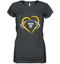 Load image into Gallery viewer, Valparaiso Crusaders Large Heart  Football Women's V-Neck T-Shirt
