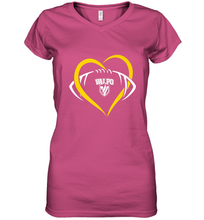 Load image into Gallery viewer, Valparaiso Crusaders Large Heart  Football Women's V-Neck T-Shirt

