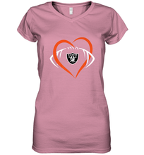 Load image into Gallery viewer, NFL Oakland Raiderss Heart Love Football Women's V-Neck T-Shirt
