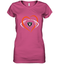 Load image into Gallery viewer, NFL Oakland Raiderss Heart Love Football Women's V-Neck T-Shirt
